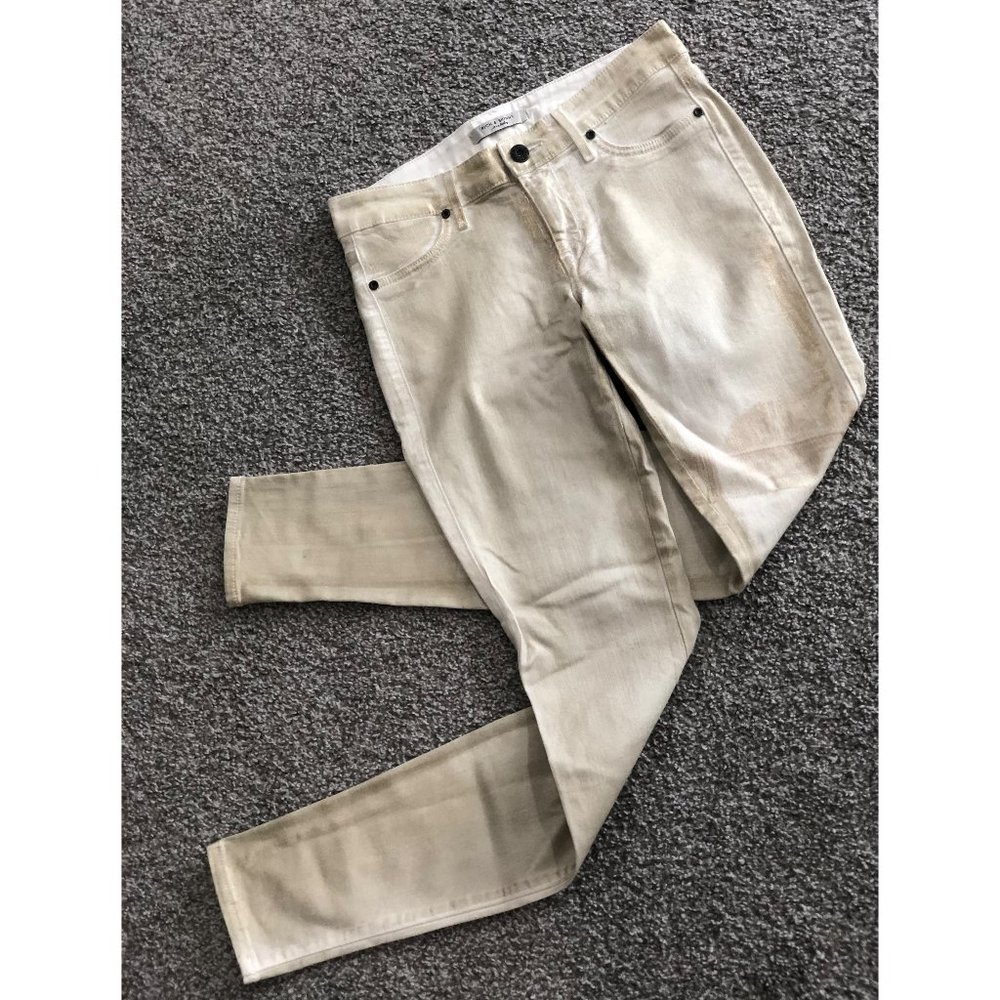 Rich & Skinny White Sparkly Gold Coated Jeans - 27